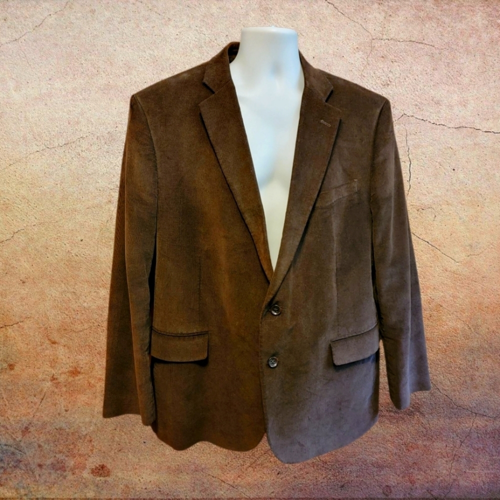 Stafford Corduroy Blazer 48R Brown Elbow Patches Sport Jacket Coat mens T06